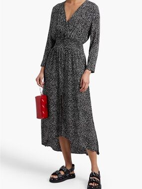 NWT MAJE
Printed cupro-blend crepe de chine midi dress